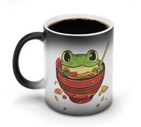 Kawaii Frog Eating In Ramen Bowl Funny Ceramic Coffee Mug Heat Sensitive Discoloration Cups with Handle for Office Home