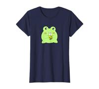 Kawaii Frog Loves Boba Tea, Green Frog with Milk Bubble Tea T-Shirt