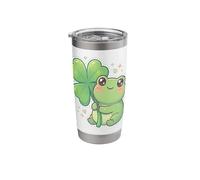 Kawaii Frog Lucky Four Leaf Clover Shamrock St Patrick's Day Stainless Steel Insulated Tumbler