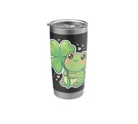 Kawaii Frog Lucky Four Leaf Clover Shamrock St Patrick's Day Stainless Steel Insulated Tumbler