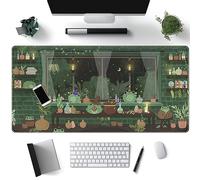 Cute Desk Mat Kawaii Frog Mouse Pad Green Desk Anime Mat, Large Gaming Mouse Pad for Desk Decor Computer Keyboard Pad, Desk Home Office Decor Accessories for Girl with Stitched Eges (31.5x15.7 in)