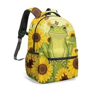Kawaii Frog Mushroom 16 Inch Backpack All Over Print Pink Heart Dreamy Cartoon Whimsical Aesthetic Daypack Travel Rucksack (02)