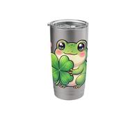 Kawaii Frog St Patricks Day Lucky Clover Chibi Aesthetic Stainless Steel Insulated Tumbler