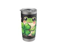 Kawaii Frog St Patricks Day Lucky Clover Chibi Aesthetic Stainless Steel Insulated Tumbler