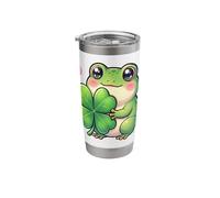 Kawaii Frog St Patricks Day Lucky Clover Chibi Aesthetic Stainless Steel Insulated Tumbler