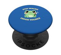 Kawaii Frog Stop Healing Choose Violence Meme Funny Ironic PopSockets Adhesive PopGrip