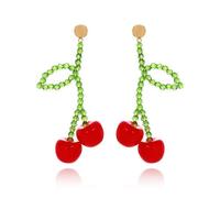 Kawaii Fruit Earrings for Women - 3D Enamel Cherry Lemon Strawberry Banana Pineapple Peach Cute Funky Y2K Vacation Tropical Jewelry, Zinc, No Gemstone