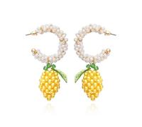 Kawaii Fruit Earrings for Women - 3D Enamel Cherry Lemon Strawberry Banana Pineapple Peach Cute Funky Y2K Vacation Tropical Jewelry, Zinc, No Gemstone