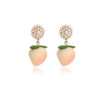 Kawaii Fruit Earrings for Women - 3D Enamel Cherry Lemon Strawberry Banana Pineapple Peach Cute Funky Y2K Vacation Tropical Jewelry, Zinc, No Gemstone