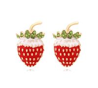 Kawaii Fruit Earrings for Women - 3D Enamel Cherry Lemon Strawberry Banana Pineapple Peach Cute Funky Y2K Vacation Tropical Jewelry, Zinc, No Gemstone