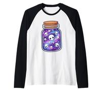 Kawaii Galaxy Skulls in a Jar Pastel Goth Halloween Spooky Raglan Baseball Tee