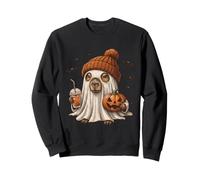 Kawaii Ghost Capybara Drinking Boba Tea Halloween Pumpkin Sweatshirt