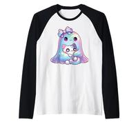 Kawaii Ghost Coquette Bow Pastel Goth Anime Cat Witchy Girl Raglan Baseball Tee