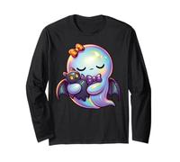 Kawaii Ghost Coquette Bow Pastel Goth Cute Anime Witchy Girl Long Sleeve T-Shirt