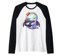 Kawaii Ghost Coquette Bow Pastel Goth Cute Anime Witchy Girl Raglan Baseball Tee