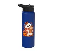 Kawaii Ghost Pumpkin Spice Latte Cozy Autumn Fall Design Stainless Steel Insulated Water Bottle