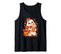 Kawaii Ghost Pumpkin Spice Latte Cozy Autumn Fall Design Tank Top