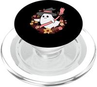 Kawaii Ghost Tee with Flowers Cute Halloween Floral Design PopSockets PopGrip for MagSafe