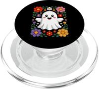 Kawaii Ghost Tee with Flowers Cute Halloween Floral Design PopSockets PopGrip for MagSafe