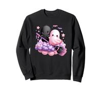 Kawaii Ghosts On Cloud With Broomstick Sweatshirt