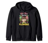 Kawaii Girl Flower Lover This Girl Loves Flowers Zip Hoodie