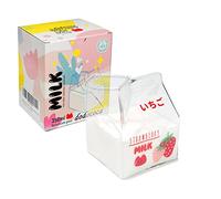 Kawaii Glass Milk Carton Cup Cute Strawberry Milk Cup Mini Creamer Pitcher Container Microwavable 12 Oz, 1Pcs