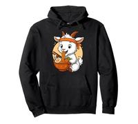 Kawaii Goat Eating Ramen Graphic Japanese Goat Graphic Pullover Hoodie