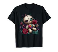 Kawaii Gothic Voodoo Doll with Rainbow Heart Roses T-Shirt
