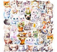 Kawaii graffiti cat sticker 50Pcs beautiful waterproof watercolor vinyl graffiti sticker diary guitar car hydrofoil skateboard suitcase computer