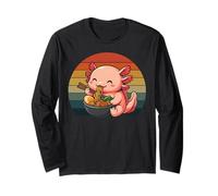 Kawaii Graphic Japanese Art Anime Manga Axolotl Eating Ramen Long Sleeve T-Shirt