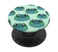 Kawaii Green Aesthetic Supercute Pattern Frog Faces PopSockets Adhesive PopGrip