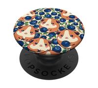 Kawaii Guinea Pig Blueberry Pattern Cute Seamless Design PopSockets Adhesive PopGrip