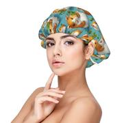 Kawaii Guinea Pig Print Satin Silk Bonnet for Sleeping Women, Adjustable Double Layer Satin Hair Bonnet Night Sleep Cap for Curly Hair