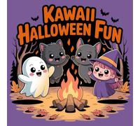 Kawaii Halloween Fun: Cute Ghosts, Witches, Pumpkins and Animals Coloring Book for Kids: Fun and Easy Halloween Coloring Pages for Boys and Girls Ages 4-8