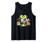 Kawaii Halloween Witch Cauldron cat Ghost bat Pumpkin Tank Top
