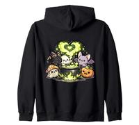 Kawaii Halloween witch cauldron cat ghost bat pumpkin Zip Hoodie