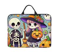 Kawaii-Halloween-Witches-Pumpkins 14-Inch Laptop Case, Portable Laptop Computer Sleeve With Zipper Closure