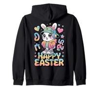 Kawaii Happy Easter Bunny Pastel Gradient Cute Rabbit Design Zip Hoodie