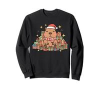 Kawaii Happy Holiday Capybara in Cozy Christmas Style Sweatshirt