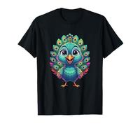 Kawaii Happy Little Peacock with Big Feathers T-Shirt