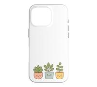 Kawaii Happy Plants in Pots - Cute Houseplant Case for iPhone 16 Pro
