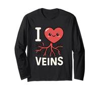 Kawaii Heart Phlebotomist Joke Blood Draw Vein Nurse Cute Long Sleeve T-Shirt