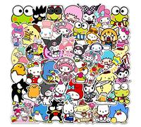 Kawaii Hello Kitty Stickers Set, 50pcs - Kuromi Melody Frog, Waterproof Vinyl, Perfect for Laptops, Skateboards, Bikes, Guitars, Bags & Parties