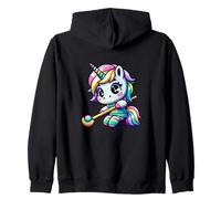 Kawaii Hockey Unicorn 35 Rainbow Player Magic Zip Hoodie
