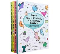 Kawaii: How to Draw Series By Angela Nguyen 4 Books Collection Set (Animals, Fantasy Creatures, Stuff & Food)