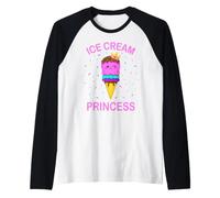 Kawaii Ice Cream Queen Princess Sweet with Crown Raglan Baseball Tee