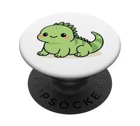 Kawaii Iguana Cartoon Cute Reptile Lizard Illustration PopSockets Adhesive PopGrip
