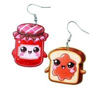 Kawaii Jam Toast Mismatch Earrings - Cute Food Acrylic Breakfast Jewelry