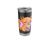 Kawaii Japanese Anime Cute Axolotl Drinking Boba Bubble Tea Stainless Steel Insulated Tumbler