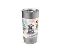 Kawaii Japanese Dog Warrior Samurai Pug Stainless Steel Insulated Tumbler